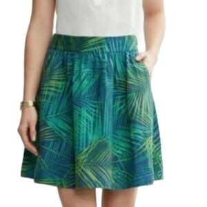 BANANA REPUBLIC LINEN BLEND PALM PRINT PLEATED  SKIRT SZ 8 NWT
